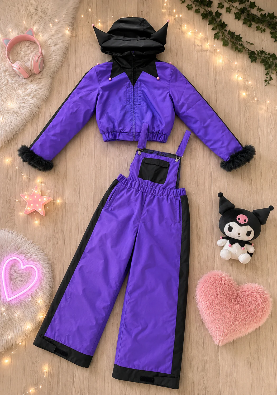 Kuromi Purple & Black Ski Suit Set